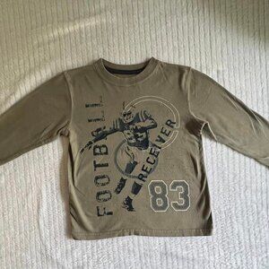Boys Size Medium (5/6) Long sleeve Gray Graphic Football Shirt